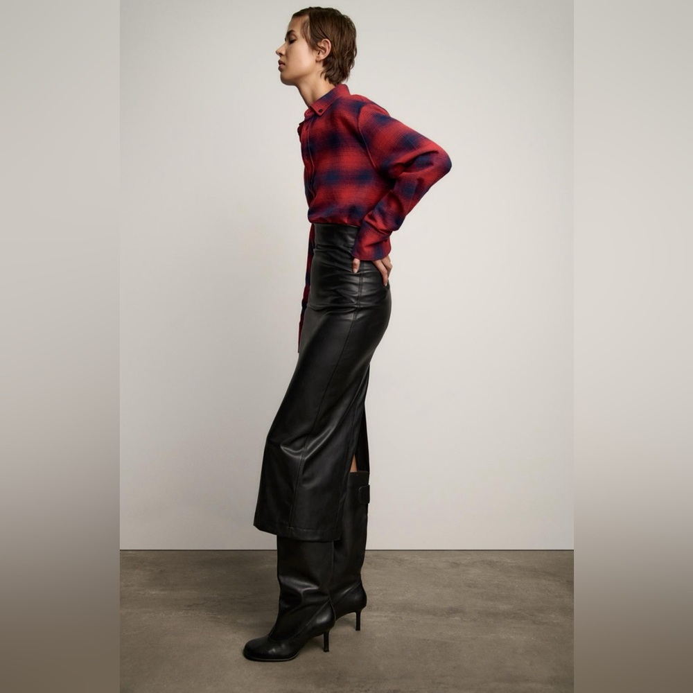 Zara FAUX LEATHER SLIT SKIRT ZW COLLECTION